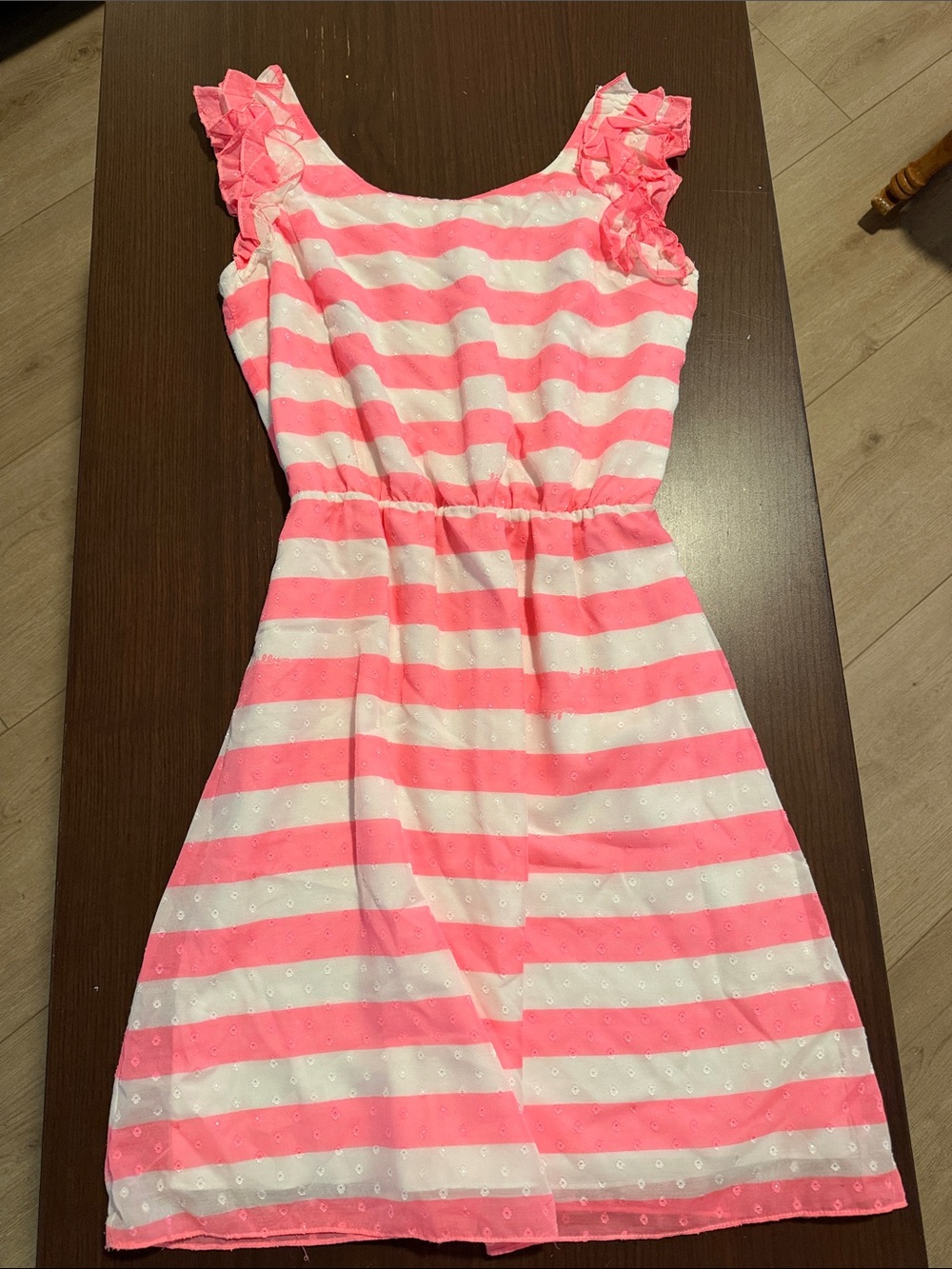Lilly Pulitzer Pink and White Striped Ruffle-Sleeve Sundress